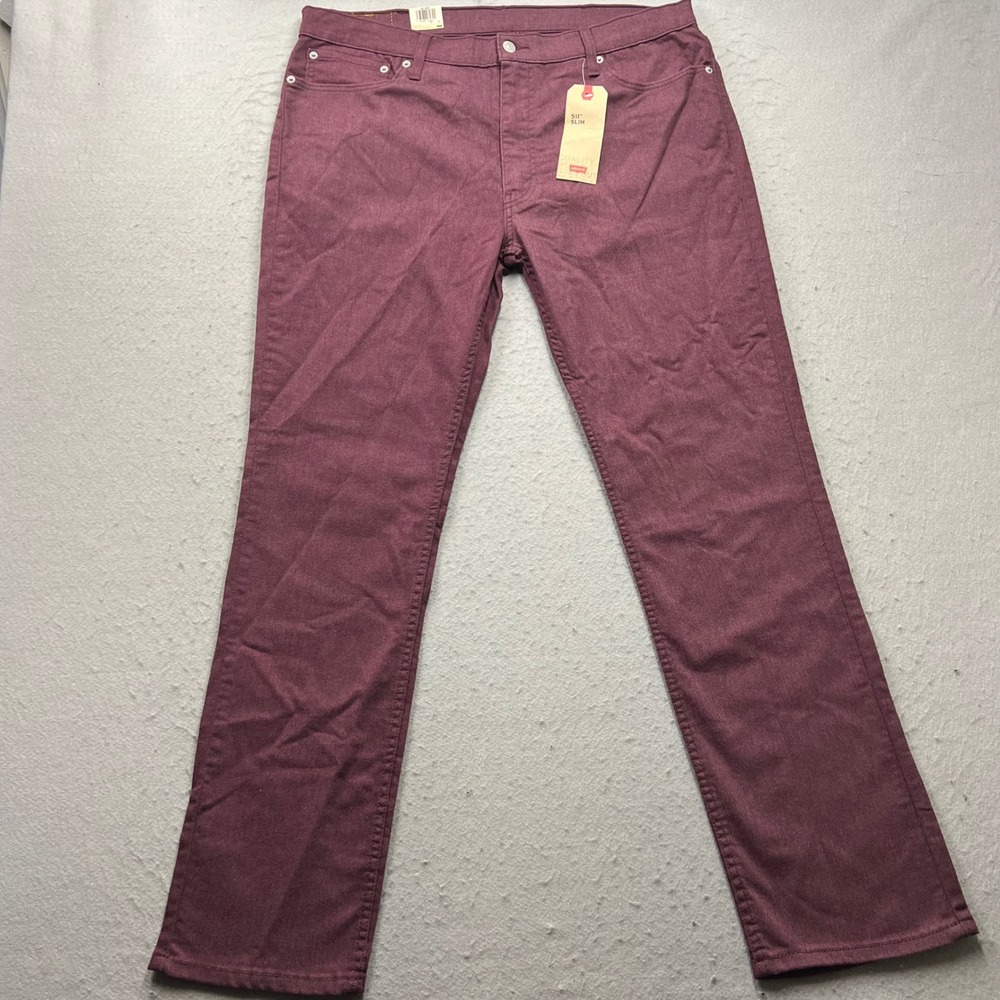 Levis 511 Slim Jeans Mens 38x32 Burgundy Plum Stretch Twill Pants 04511-4090 NEW